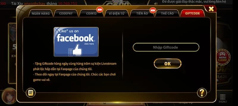 Thủ tục nạp tiền giftcode GO88